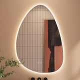 Oglinda de Perete Elindor® Asimetrica, fara Rama, Decorativa, Verticala / Orizontala, Eleganta, Ideala pentru Baie, Birou, Hol, Living, Dressing, Iluminare Led, Intensitate Ajustabila, Antiaburire, Temperatura de Culoare 4500K, 80 x 55 cm