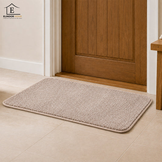 Covoras Antiderapant Elindor® pentru Intrare Casa, Lavabil la Masina, Super Absorbant, Moale, Durabil, Talpa Cauciucata Anti-Alunecare, Usor de Curatat, Pentru Interior si Exterior, 60 x 40 cm, Bej