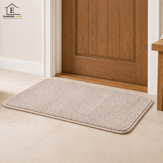 Covoras Antiderapant Elindor® pentru Intrare Casa, Lavabil la Masina, Super Absorbant, Moale, Durabil, Talpa Cauciucata Anti-Alunecare, Usor de Curatat, Pentru Interior si Exterior, 90 x 60 cm, Bej