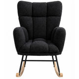 Fotoliu Balansoar Elindor® cu Spatar, Ergonomic, Cadru Solid din Otel, Ideal pentru Living, Dormitor, Camera Copilului, 68 x 88 x 93 cm, Negru