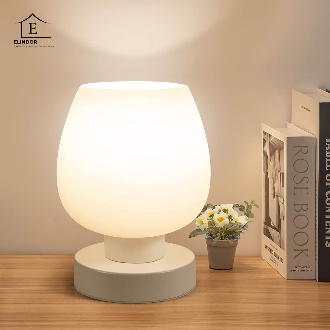 Veioza Dormitor si Birou, Design Modern Minimalist cu Bec LED de Lumina Calda Inclus, 3 Moduri de Functionare, Control prin Atingere