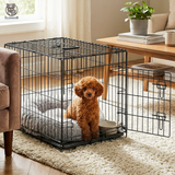 Cusca pentru Animale Elindor® Pliabila, Potrivita pentru Caini de Talie Mica, Medie de 7.5 Kg, Utilizare in Interior si Exterior sau Calatorii, cu 2 Usi, Baza din Plastic Detasabila, 2 Manere pentru Transport, Marime M, 61.5 × 43.5 × 50.5