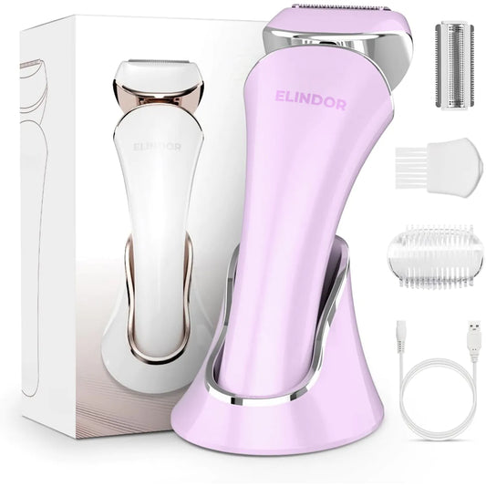 Aparat de Ras Electric Elindor® pentru Femei, 3-In-1, USB Reincarcabil, Ras Uscat/Umed, Mov