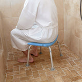 Scaun Compact Elindor® pentru Dus si Cada, Stabil si Usor de Asamblat cu Inaltime Reglabila, Sistem Antialunecare, Albastru