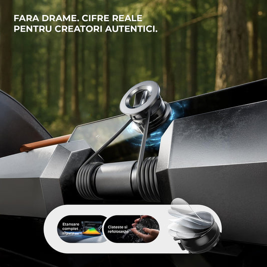 Suport Auto Telefon Elindor® cu Ventuza pentru Parbriz, Bord sau Oglinda, Magsafe, Compatibil 5.4-7.9 inch, pentru Iphone, Ajustabil 360°, Flexibil, Pliabil, Orizontal / Vertical, Accesorii Masina, 4 x 5.8 cm, Negru