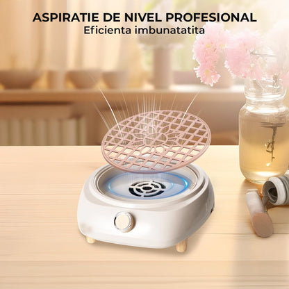 Aspirator Praf Unghii Elindor®, Colector Profesional Manichiura si Pedichiura, 110W, Aparat cu Ventilator Puternic si Filtru Lavabil, Viteza Reglabila, Design Compact si Portabil, 23x22x7 cm, Ideal pentru Salon sau Acasa, Roz