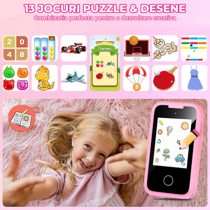 Telefon de Jucărie Elindor® pentru Copii - Roz, cu Funcții Educative