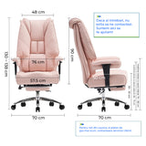 Scaun de Birou Elindor® Ergonomic, Design Contemporan, Scaun cu Spatar si Manere, din Piele PU cu Suport pentru Picioare si Roti, Latime Sezut 58 cm, Inaltime intre 48-56 cm, Roz