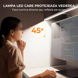 Lampa de Birou Elindor® Ultra-Wide, Alba cu LED, Nivel de Luminozitate Reglabil de la 2700K pana la 6500K, Veioza cu Clema Metalica si Brat Reglabil, Protectie pentru Ochi, Inaltime Totala 66 cm, Latime 40 cm