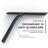 Racleta pentru Geamuri Elindor®, Stergator Ideal pentru Baie, Cabine de Dus, Parbriz, Spalator pentru Geam Interior si Exterior, Aparat de Curatat din Silicon, 22x28 cm, Negru