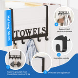 Suport Prosop Elindor® Polita cu Sistem de Agatare sau Prindere pe Perete, cu 5 Carlige, pentru Dus, Organizare in Bucatarie sau Organizator Baie, Accesorii, 38 x 26.3 x 4.5 cm, Negru