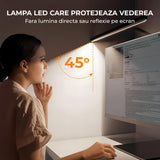 Lampa de Birou Elindor® Ultra-Wide, Neagra cu LED, Nivel de Luminozitate Reglabil de la 2700K pana la 6500K, Veioza cu Clema Metalica si Brat Reglabil, Protectie pentru Ochi, Inaltime Totala 66 cm, Latime 40 cm