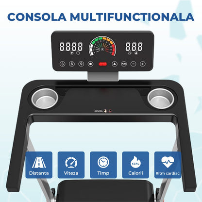 Banda de Alergare Elindor®, Compacta, Pliabila, Viteza Maxima 12km/h, Negru