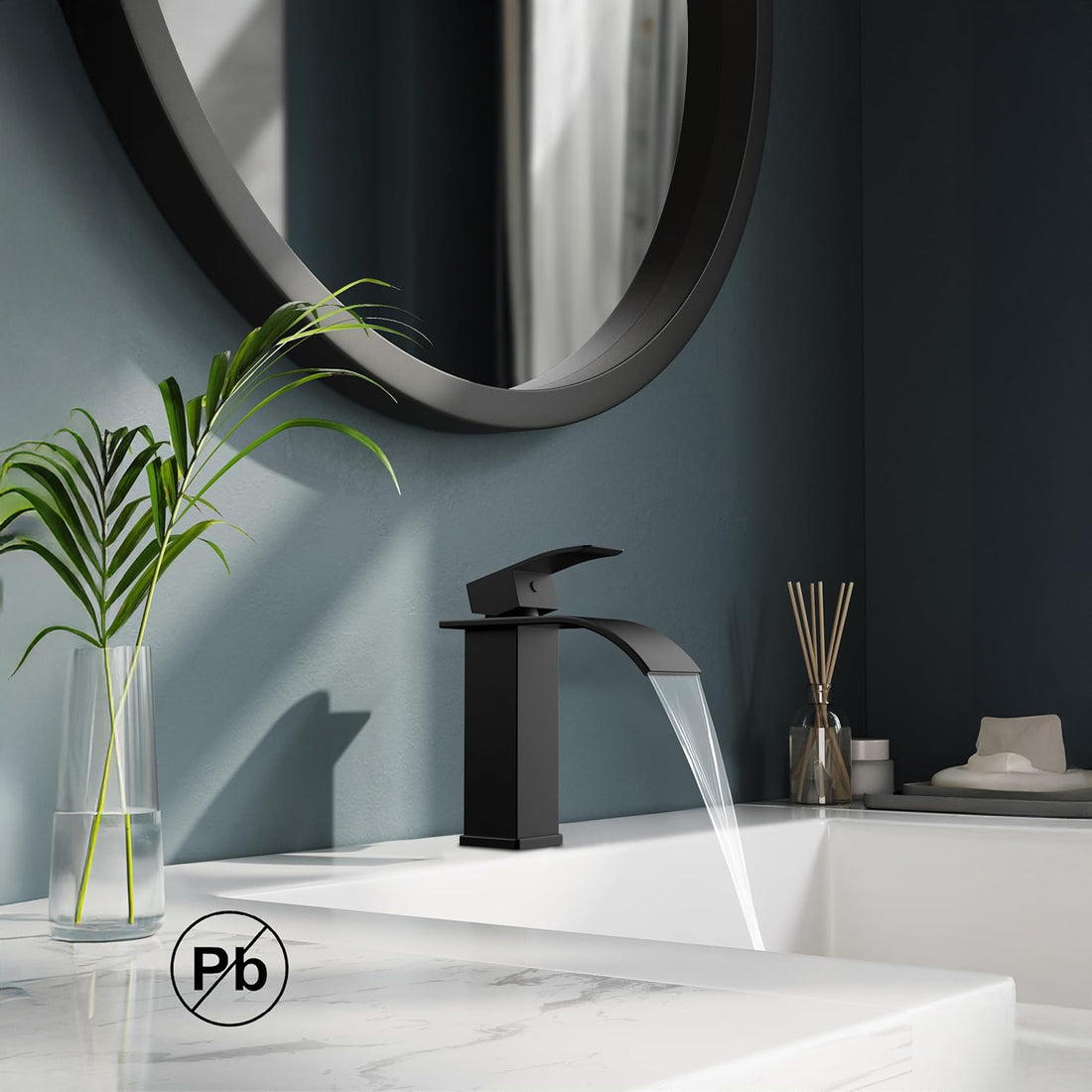 Baterie Chiuveta Neagra Elindor® Inalta, Tip Cascada, Robinet de Apa Modern, Monocomanda pentru Bucatarie si Baie, Otel Inoxidabil, Montare pe Blat, Jet Larg, Incastrata, Multifunctionala Design Elegant pentru Lavoar sau Vas, 14 cm