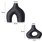 Vaze Moderne Elindor® Set 2 Bucati, Design Unic, Accente Boho, Decorative, Potrivite pentru Orice Tip de Flori, Negru