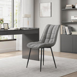 Set 2 Scaune Elindor® Ergonomice, Design Contemporan, Scaun cu Spatar si fara Manere, din Catifea cu Picioare Metalice Negre, Potrivite pentru Living, Bucatarie, Birou, Dormitor, Latime Sezut 46 cm, 85.5 x 45 x 42 cm, Gri