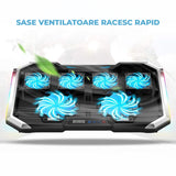 Cooler Laptop Gaming RGB Elindor® Suport cu Unghi Reglabil 7.5-17.5 cm, Dimensiuni Compatabile 15.6-17.3 Inch, 6 Ventilatoare Puternice si Silentioase 20dB cu 6x Viteza Ajustabila, 2 Porturi USB, pentru Birou, Calatorii, 41 x 27 x 3.4 cm, Negru