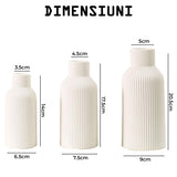 Set 3 Vaze Ceramica Elindor® Decor Minimalist Modern pentru Masa, Biblioteca, Birou sau Comoda, Design Elegant pentru Flori, Alb