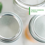 Set 2 Borcane Sticla Elindor®, Capace Metalice Etanse, 950 ml, Transparent