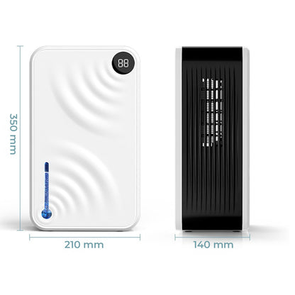 Dezumidificator Compact Elindor® pentru Aer Casa, Rezervor 3500ml, Ultra Silentios 35dB, Oprire Automata, Filtru Detasabil, 2 Trepte Viteza,7 Lumini LED, Perfect pentru Dormitor, Baie, Living, Ajuta la Prevenirea Formarii Mucegaiului, 21 x 12 x 35 cm, Alb