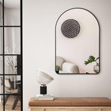 Oglinda de Perete Elindor® Arcuita 55x75 cm, Reflexie HD, Rama Neagra