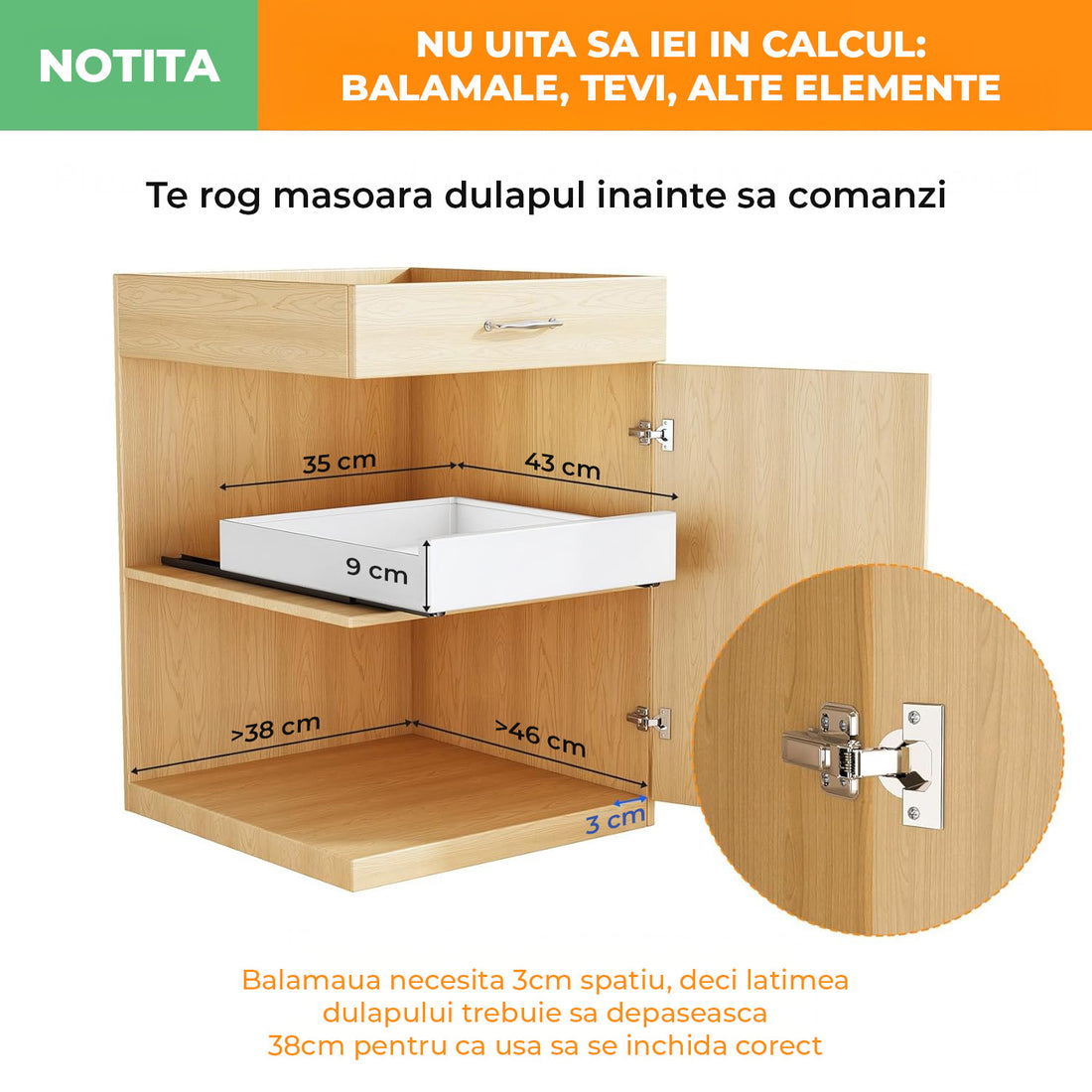 Organizator Multifunctional Elindor® Tip Sertar, cu Adeziv, Suport Metalic Dulap sub Blat Chiuveta, Inaltime Reglabila, Sertar Glisant Organizare pentru Bucatarie, Baie, Camara, Bar, Raft cu Sertare Depozitare Detergenti, Parfumuri, 43x25x9 cm, Alb