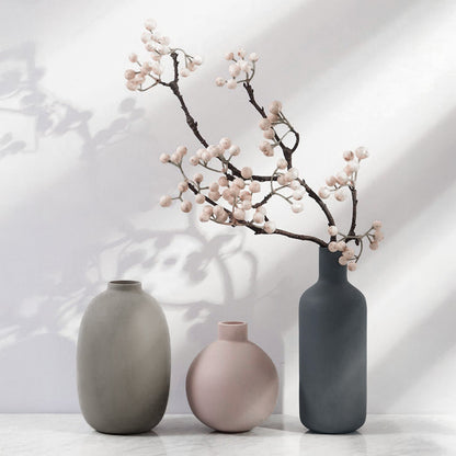 Set 3 Vaze Ceramica Elindor® Cu Design Modern in Nuante Morandi, Decor Elegant Pentru Masa, Biblioteca, Etajera sau Hol, Gri