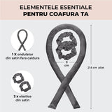 Ondulator din Satin Elindor®, Bucle fara Caldura, Protectie pentru Par, Confortabil, Negru