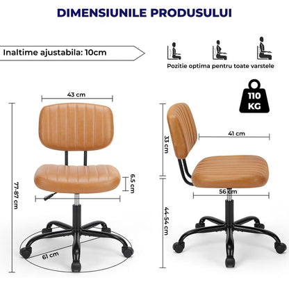 Scaun de Birou Elindor® Fără Brațe, Rotativ, Reglabil, Maro