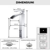 Baterie Chiuveta Vas Elindor®, Robinet Cascada, Design Modern, Alama Solida, Argintiu