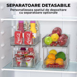 Set 2 Organizatoare Transparente Elindor® cu 2 Nivele si Separatoare, Recipient de Depozitare Multifunctional si Glisant, Organizator pentru Dulapul de sub Chiuveta din Baie si Bucatarie, 30.4 x 23 x 16 cm