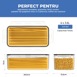 Set 4 Recipiente Depozitare Elindor® Capacitate 3.6L, Etanse, pentru Paste si Cereale, Transparent