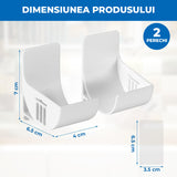Set 4 Organizatoare Multifunctionale Elindor® cu Adeziv, Suport din Plastic Dulap pe Usa Blat Chiuveta, Inaltime Reglabila, 4x Organizator Suspendat, Organizare pentru Bucatarie, Baie, Camara, Bar, Raft Depozitare Saci de Gunoi, Pungi, 7x6.5x4 cm, Alb