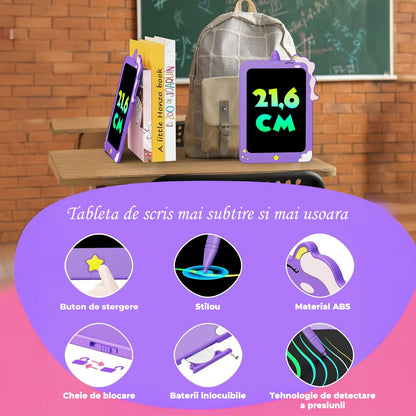 Tabletă LCD pentru Copii Elindor®, 8.5 Inch, pentru Desenat și Scris, Mov