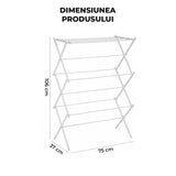 Uscator Vertical Elindor® pentru Rufe haine 6 Nivele, Pliabil, 11 Bare pentru Uscare Haine, Suport Fix, Economie de Spatiu, Ideal pentru Interior, Greutate Maxima Suportata 14.5 kg, 37 × 75 × 106 cm, Alb