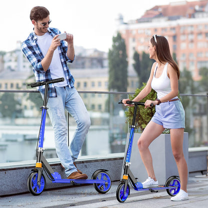 Trotinetă Pliabilă cu Amortizor Elindor®, Frână Spate și Platformă Antiderapantă, Albastră