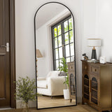 Oglinda Elindor® Cadru din Aluminiu, 150x40 Cm, Design Arcada, Modern, Montaj pe Perete sau Podea, Ideala pentru Dormitor, Living sau Hol, Negru