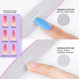 Set 10 Pile Unghii Profesionale Elindor® Granulatie 100/180 Reutilizabile Semiluna pentru Manichiura Pedichiura Unghii Naturale si False, Gri