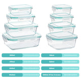 Set de 8 Caserole Elindor® din Sticla, Recipiente Ingrediente pentru Bucatarie, pentru Alimente Uscate, Recipient pentru Depozitare Cafea, Zahar, Paste, Cereale, Capac Etans, Potrivit pentru Congelator, Transparent