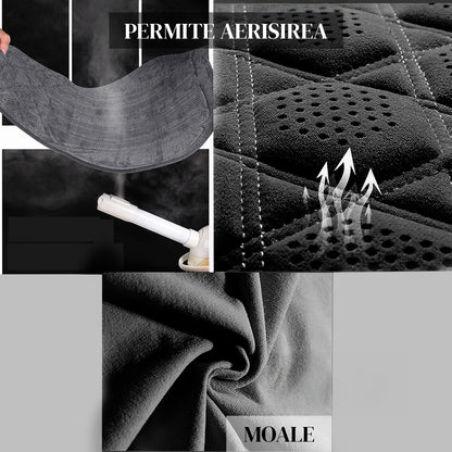 Husa Scaun Auto Premium Elindor® Universala, pentru Protectie Sezut Scaune, Ofera Protectie Pentru Bancheta Fata, Antialunecare, Piele PU, Material Respirabil, Buzunar Depozitare, Accesorii Masina Huse Interior 57x42 cm, Negru