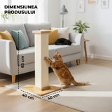 Ansamblu de Joaca Elindor® pentru Pisici, Post pentru Zgariat din Sisal, Stalp pentru Ascutit Gheare, Baza din Lemn, Accesorii Animale de Companie, Montare Usoare, 40.6 x 40.6 x 81.3 cm, Bej