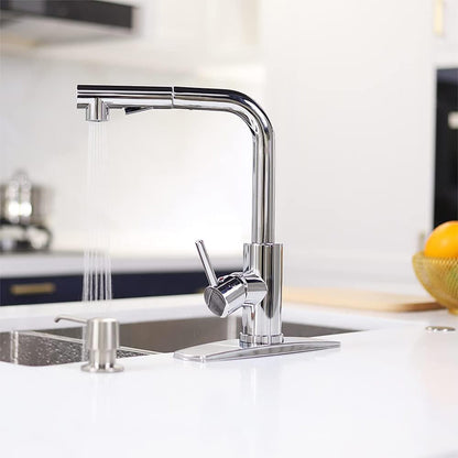 Robinet Bucatarie Elindor® cu Maner Unic, Pulverizator Retractabil, Otel Inoxidabil, Argintiu