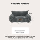 Pat Confortabil pentru Caini si Pisici Elindor® Tip Canapea, Culcus Moale Antiderapant, cu Husa Detasabila din Microfibra Lavabila la Masina, Potrivit pentru Caine si Pisica de Talie Mica, Ideal in Orice Anotimp, in Casa, 61 x 46 x 25 cm, Gri