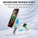 Încărcător Wireless 3in1 Elindor®, 15W, MagSafe, Pliabil, Alb