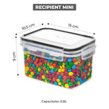 Set de 12 Caserole Elindor® Recipiente Ingrediente pentru Bucatarie, pentru Alimente Uscate, Recipient pentru Depozitare Cafea, Zahar, Paste, Cereale, Capac Etans, fara BPA, Potrivit pentru Congelator, Pix Alb Inclus si Etichete Negre, 9 x 10.5 x 15 cm, T