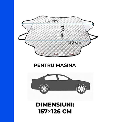 Parasolar Auto Elindor® pentru Parbriz, Magnetic cu 3 Magneti si Aripi Laterale, Material cu 4 Straturi, Universal, Folie pentru Protectie Soare, Anti-inghet, Pliabil, Usor de Depozitat, Accesorii Masina Exterior, 157 x 126 cm, Argintiu