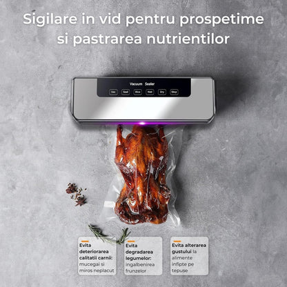 Aparat de Vidat Alimente Elindor®, 10 Pungi Incluse, Design Automat, Moduri Uscat și Umed