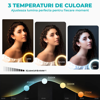 Lampa Ring Light Elindor®,10 Inch, RGB, Negru