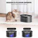 Fantana de Apa pentru Pisici Elindor® Cu Filtru Carbon Activ Si Pompa Silentioasa, Capacitate 2.2L, Design Modern cu Led, Usor De Curatat, Jet Reglabil, Negru