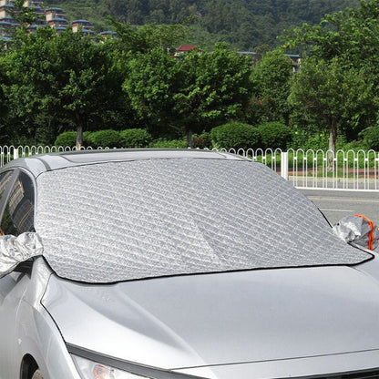 Parasolar Auto Elindor® pentru Parbriz si Oglinzi, Magnetic cu 9 Magneti, cu Banda Reflectorizanta, Material cu 4 Straturi, Universal, Folie pentru Protectie Soare, Anti-inghet, Pliabil, Usor de Depozitat, Accesorii Masina Exterior, 230 x 165 cm, Argintiu